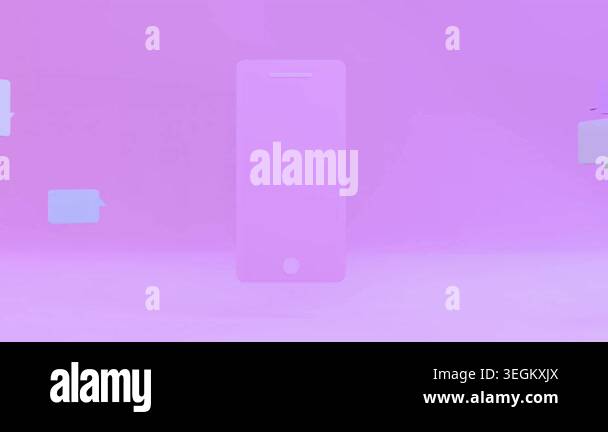 3 d rendering of a modern smartphone with a white screen, a pink ...