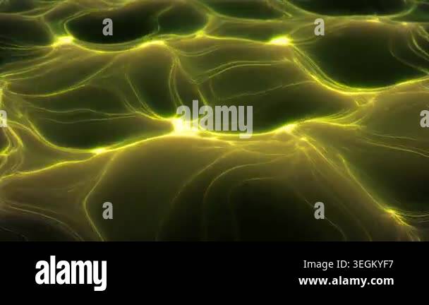 Glowing yellow lines on a dark background, resembling a network or ...