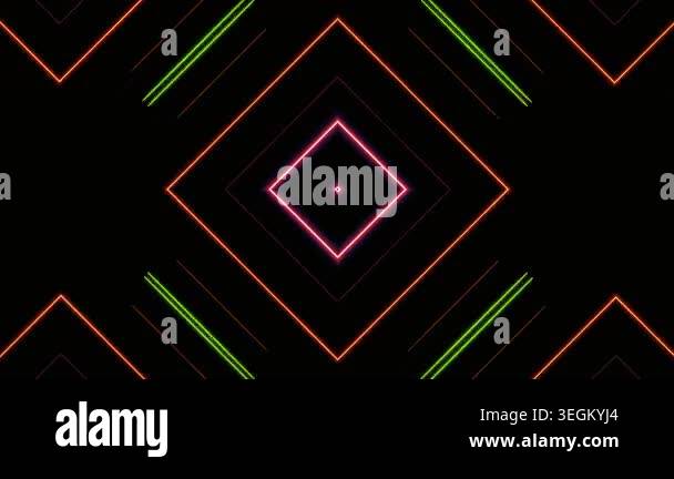 Abstract neon geometric shapes with glowing lines and vibrant colors ...