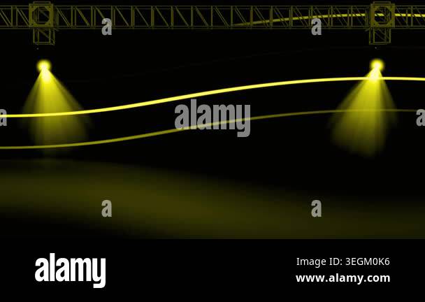 Abstract video of yellow light trails moving across a dark background ...
