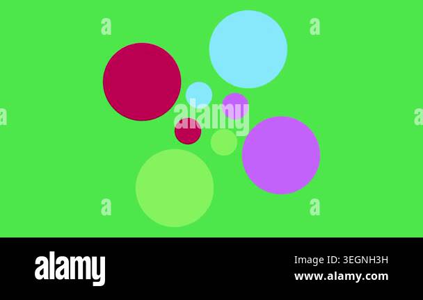 Four dots moving rotating animation. colorful circles on green screen ...