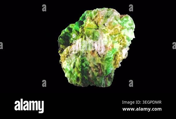 Uranium ore sample rotation animation seamlessly loopable. 3D rendering ...