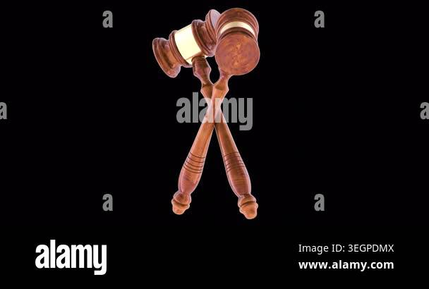 Crossed judge gavels rotation animation seamlessly loopable. 3D ...
