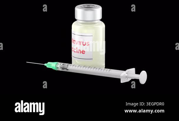 Hantavirus vaccine vial with syringe rotation animation seamlessly ...