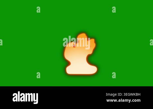fire sign illustration. vector. green icon with soft shadow and yellow ...