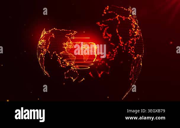 A 4K animation of planet Earth, composed of glowing dots and lines that ...