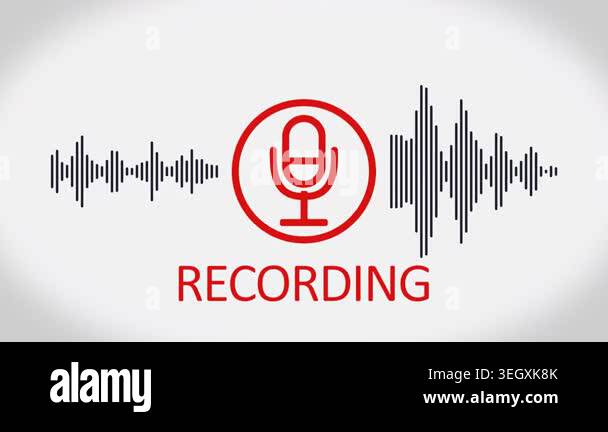 Video animation of a voice recording or broadcasting icon, microphone ...