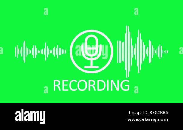 Video animation of a voice recording or broadcasting icon, microphone ...