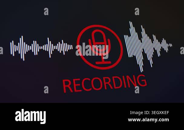 Video animation of a voice recording or broadcasting icon, microphone ...