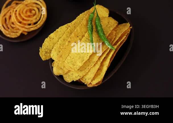 Fafda Jalebi plated with crispy gram flour snack and sweet jalebi ...