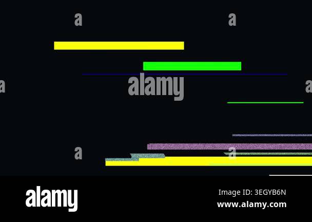 Colorful horizontal lines flash and shift across a black background ...