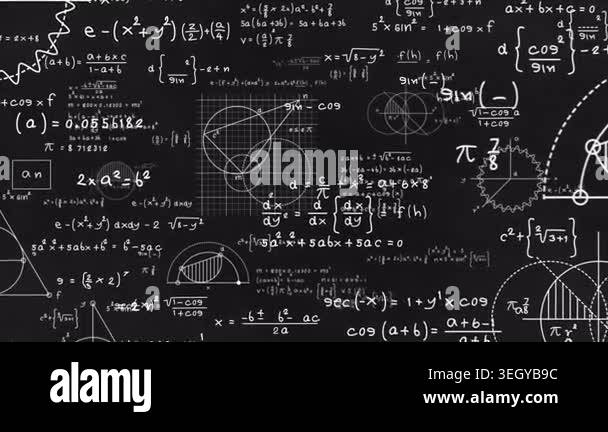 Mathematical formulas and graphs on a black background Stock Video ...