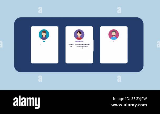 Profile Cards Interface with Scrolling Hand Interaction 2d Animation ...