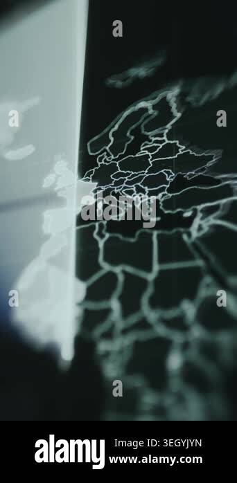 Europe displayed on a global radar map with ongoing signal and activity ...
