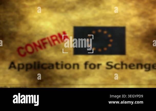 Confirmed Schengen Visa Application Form with EU Flag on Vintage Paper ...
