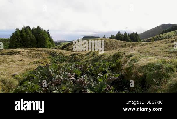 A beautiful landscape with a large hill and the Atlantic Ocean in the ...