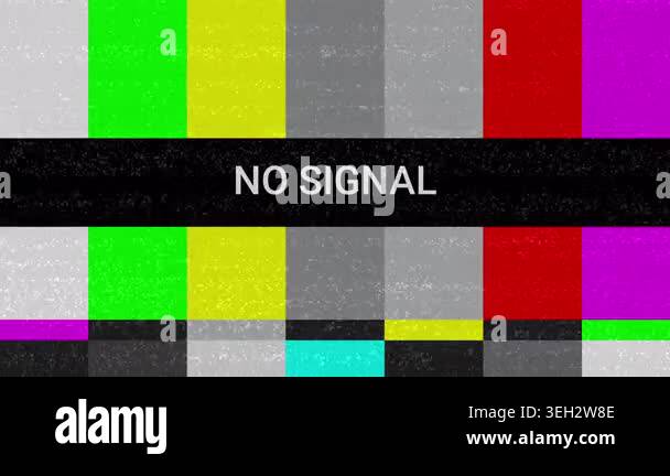A vintage television screen displaying the iconic no signal test ...