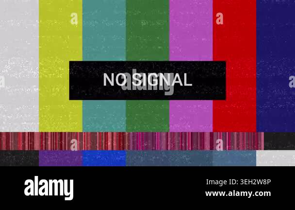 A vintage television screen displaying a colorful test pattern with the ...