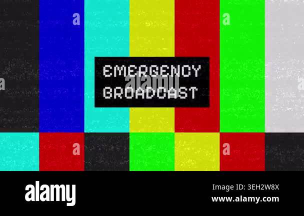 Retro television screen displaying an emergency broadcast message with ...