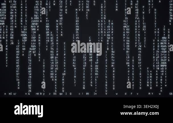 Steady motion. Iconic Matrix-style ice white code rain vertical columns ...