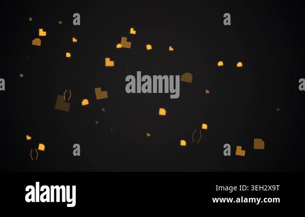 Steady motion. Floating procedural amber folder and file icons zooming ...