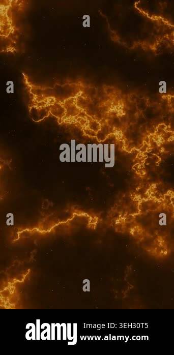 Vertical golden fire energy texture with glowing plasma clouds, spark ...