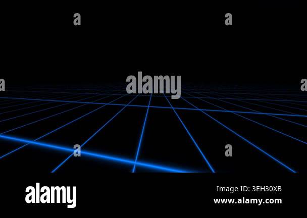 Abstract digital background with glowing blue grid lines extending into ...