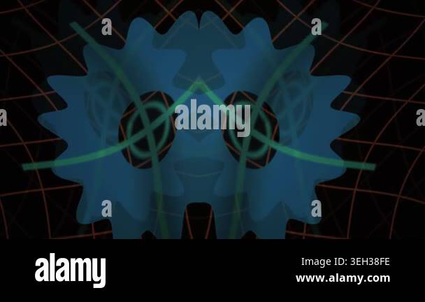 Abstract blue gear technology background with lines and grid Stock ...