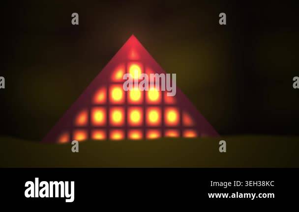 A pyramid shape with glowing orange lights Stock Video Footage - Alamy
