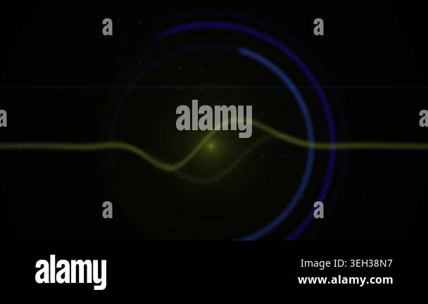 Glowing wave pattern on black background with blue circles Stock Video ...