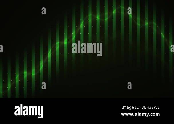 Animated green digital sound wave pattern on black background Stock ...