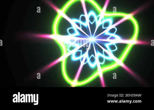 Neon light design art graphic element on black background Stock Video ...