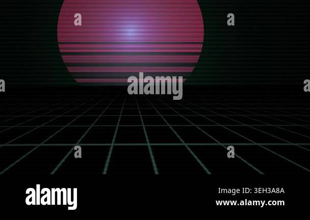 Retro futuristic grid background with a sunset Stock Video Footage - Alamy