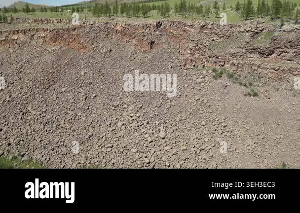 Talus Field Erosion depression field shows broken rocky valley slopes and rugged ...