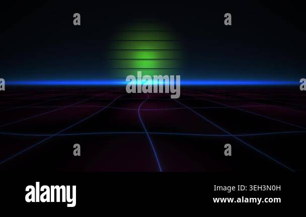 Neon light grid on dark background Stock Video Footage - Alamy