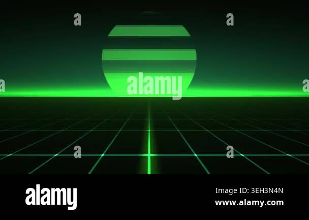 A futuristic neon green grid background with a sphere Stock Video ...