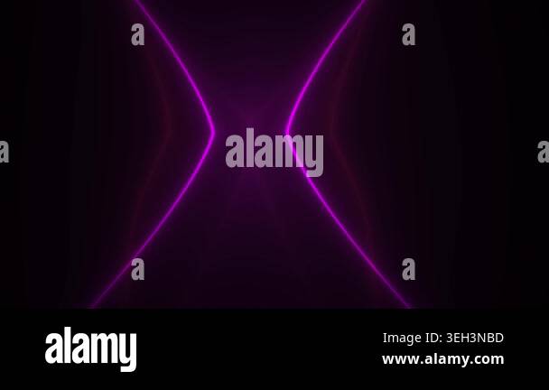 Purple neon light shines on dark background with glowing lines Stock ...