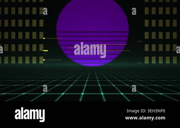 Retro futuristic purple grid background with neon lines Stock Video ...
