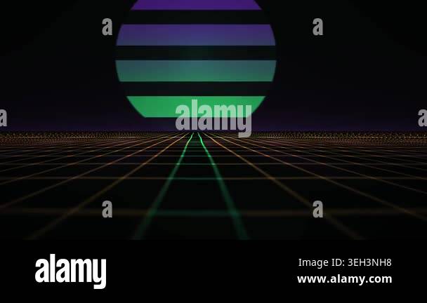 Neon colored sphere on grid background Stock Video Footage - Alamy