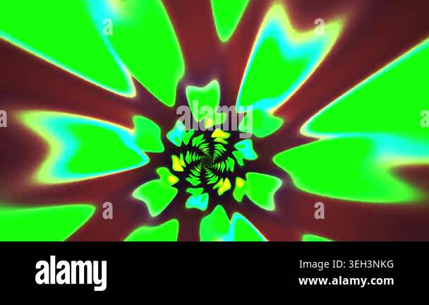 Abstract floral patterns with vibrant green and yellow hues on dark ...