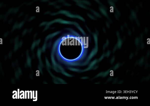 Glowing blue ring in black space with green swirls Stock Video Footage ...