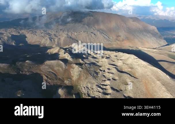 Rocky mountains span in Peru and the Andes, revealing barren ridges ...