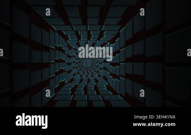 Dark tunnel with geometric square pattern Stock Video Footage - Alamy