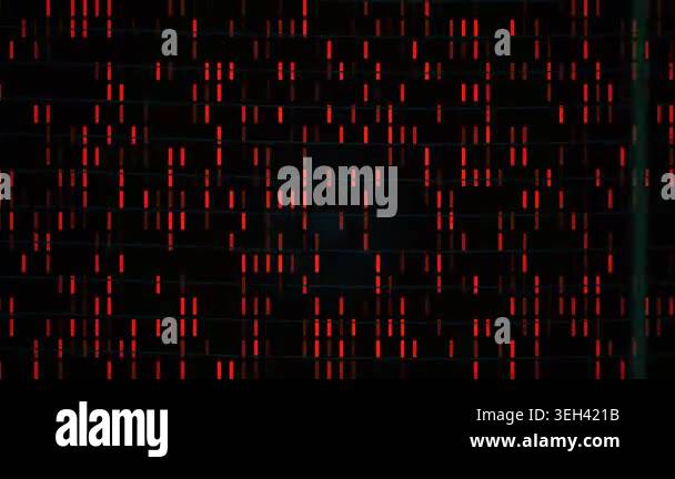 Red digital code streaming down a black screen Stock Video Footage - Alamy