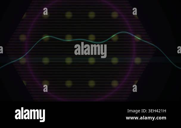 Animated digital wave line graph on black background with dots Stock ...