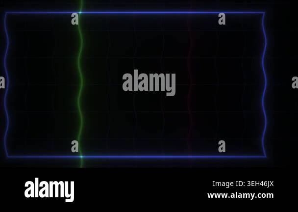 Glowing neon lines in a rectangle frame on black background Stock Video ...