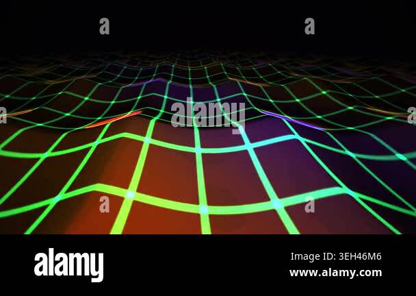 Neon grid pattern on a dark background Stock Video Footage - Alamy