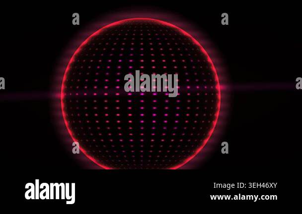 Glowing red circle with grid pattern on black background Stock Video ...