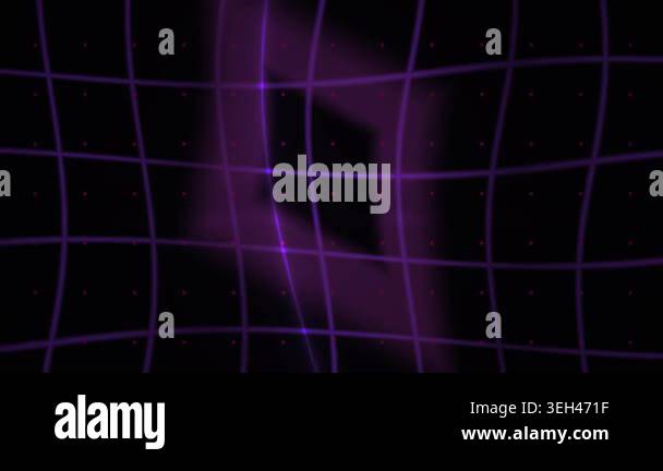 Glowing purple grid lines and shapes on black background Stock Video ...
