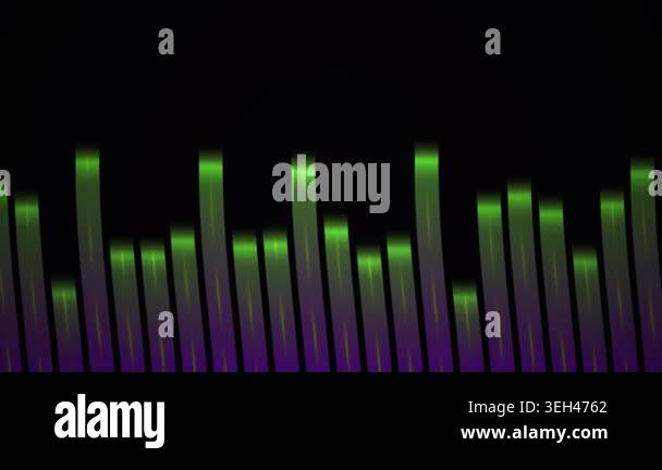 Neon green and purple sound wave bars on black background Stock Video ...